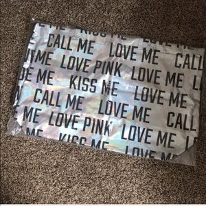 Victoria's Secret Pink Silver Metallic Tote Bag